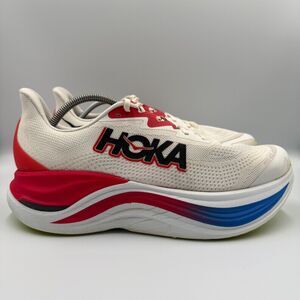 Hoka One One Skyward X Men's Size 11.5D White Red Blue Running Shoes 1147911 BVR